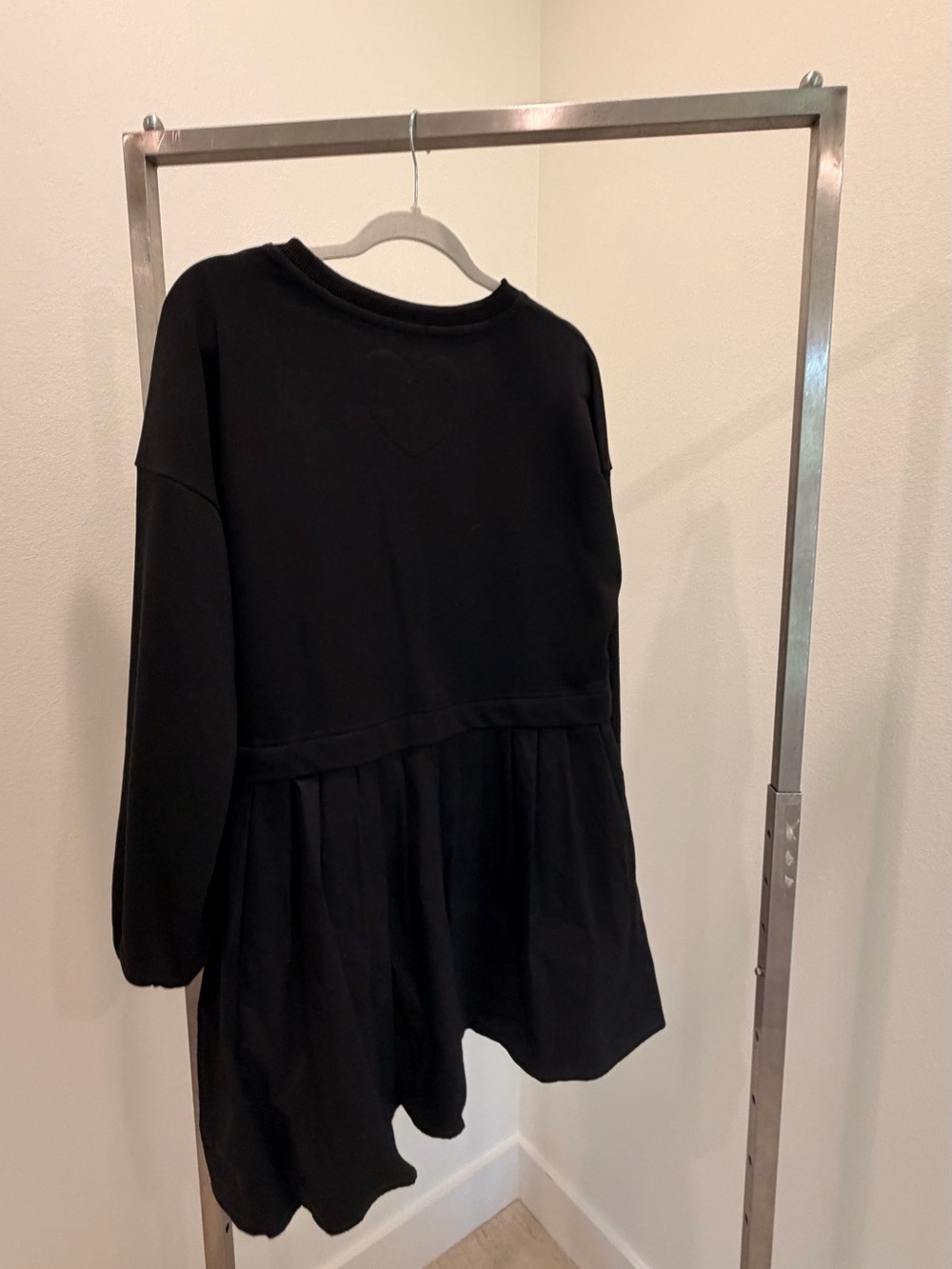 Amazon Black Tiered Sweatshirt Dress with Pleated Skirt - Picture 3 of 4